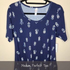 LuLaRoe Perfect T Medium Navy Pineapples NEW